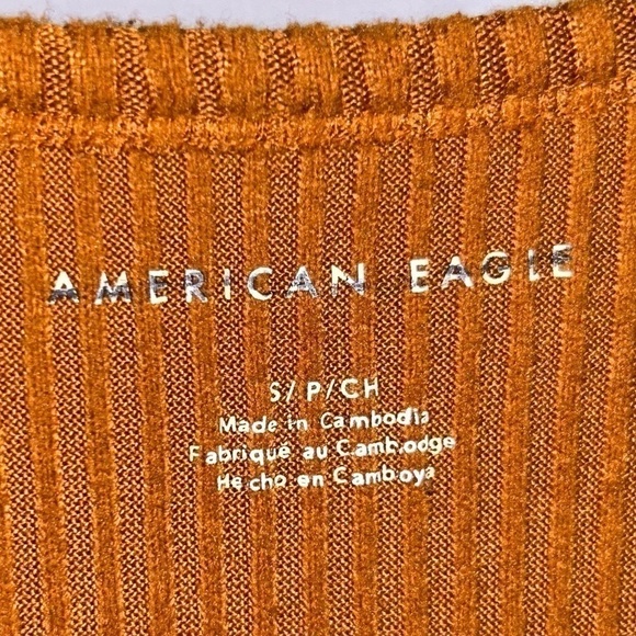 American Eagle Shirt Long Sleeve Ribbed Plush V-Neck Pullover Sweater Top - Picture 6 of 8